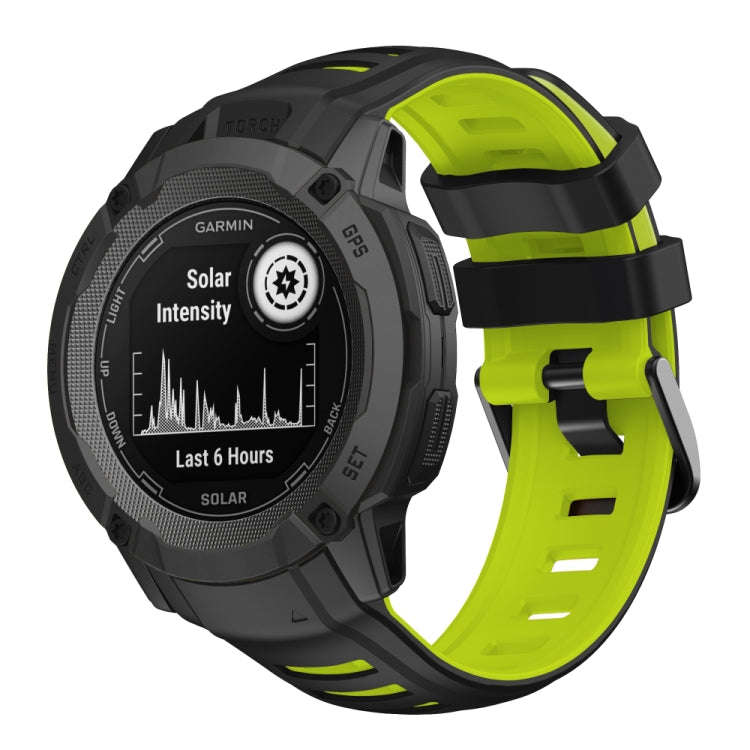For Garmin Instinct 2X Two Color Silicone Watch Band(Black Lime)