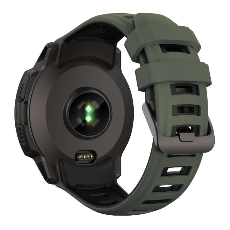 For Garmin Instinct 2X Two Color Silicone Watch Band(Army Green Black)