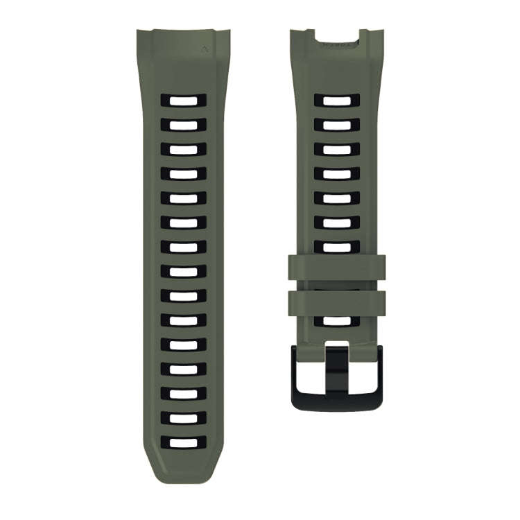 For Garmin Instinct 2X Two Color Silicone Watch Band(Army Green Black)