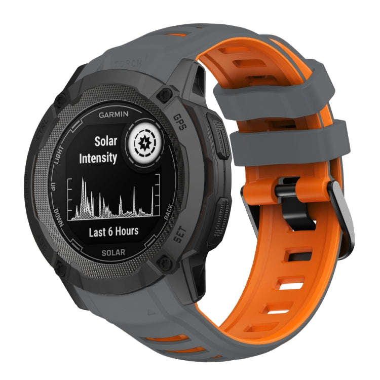 For Garmin Instinct 2X Two Color Silicone Watch Band(Space Grey Orange)