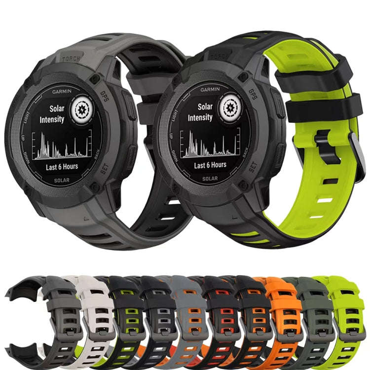 For Garmin Instinct 2X Two Color Silicone Watch Band(White Black)