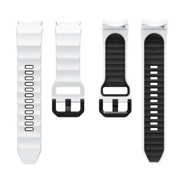 For Samsung Galaxy Watch 6 Wave Texture Two Color Silicone Watch Band(White Black)