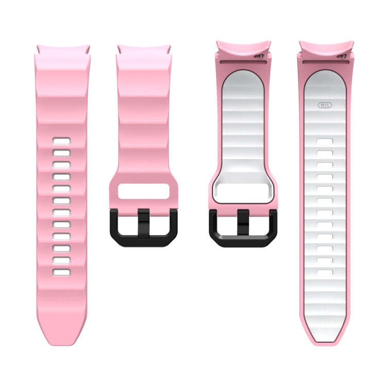 For Samsung Galaxy Watch 6 Wave Texture Two Color Silicone Watch Band(Pink White)