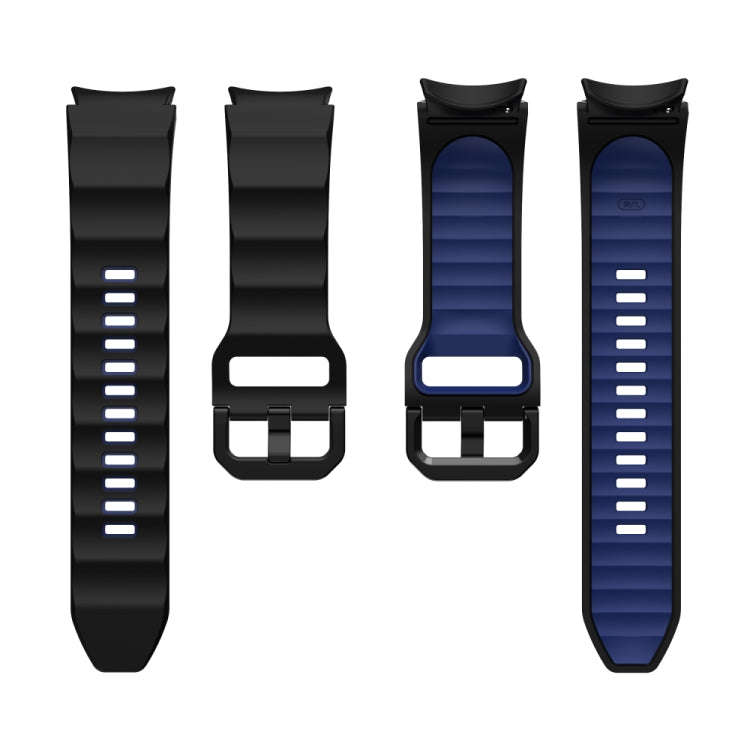 For Samsung Galaxy Watch 6 Wave Texture Two Color Silicone Watch Band(Black Blue)