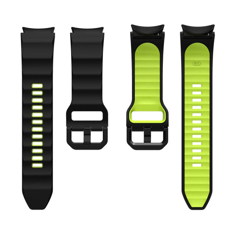 For Samsung Galaxy Watch 6 Wave Texture Two Color Silicone Watch Band(Black Green)