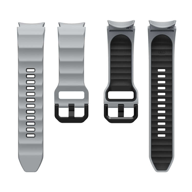 For Samsung Galaxy Watch 6 Wave Texture Two Color Silicone Watch Band(Grey Black)