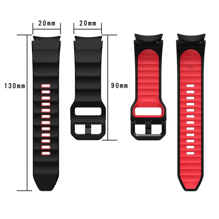 For Samsung Galaxy Watch 6 Wave Texture Two Color Silicone Watch Band(Black Blue)