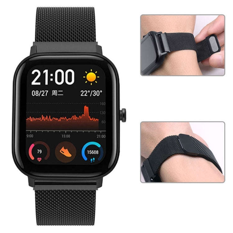 For Huami Amazfit GTS 22mm Milanese Magnetic Metal Watch Band(Black)