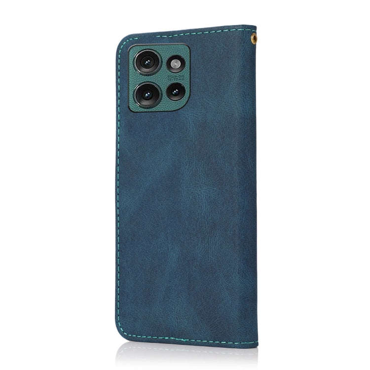 For Motorola Edge 50 5G Dual-color Stitching Leather Phone Case(Blue Green)
