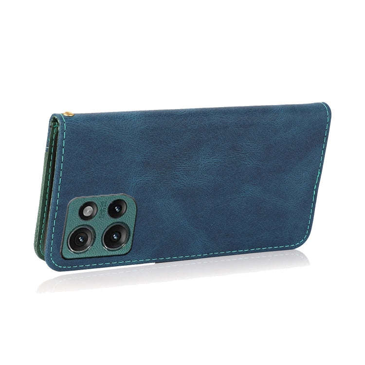 For Motorola Edge 50 5G Dual-color Stitching Leather Phone Case(Blue Green)
