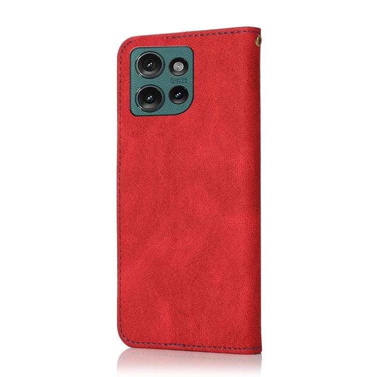 For Motorola Edge 50 5G Dual-color Stitching Leather Phone Case(Red Blue)