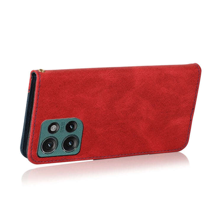 For Motorola Edge 50 5G Dual-color Stitching Leather Phone Case(Red Blue)