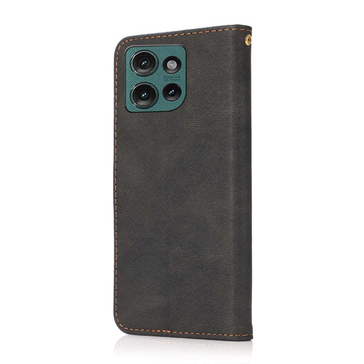 For Motorola Edge 50 5G Dual-color Stitching Leather Phone Case(Black Brown)