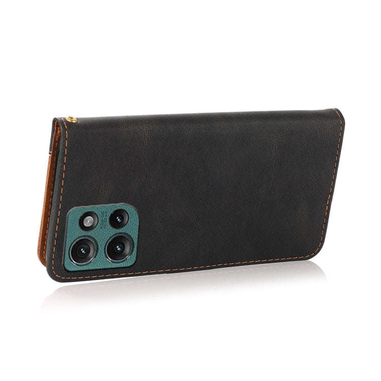 For Motorola Edge 50 5G Dual-color Stitching Leather Phone Case(Black Brown)