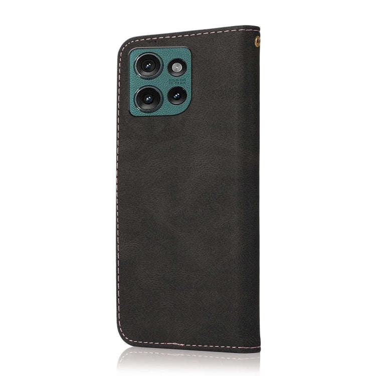 For Motorola Edge 50 5G Dual-color Stitching Leather Phone Case(Black Rose Gold)