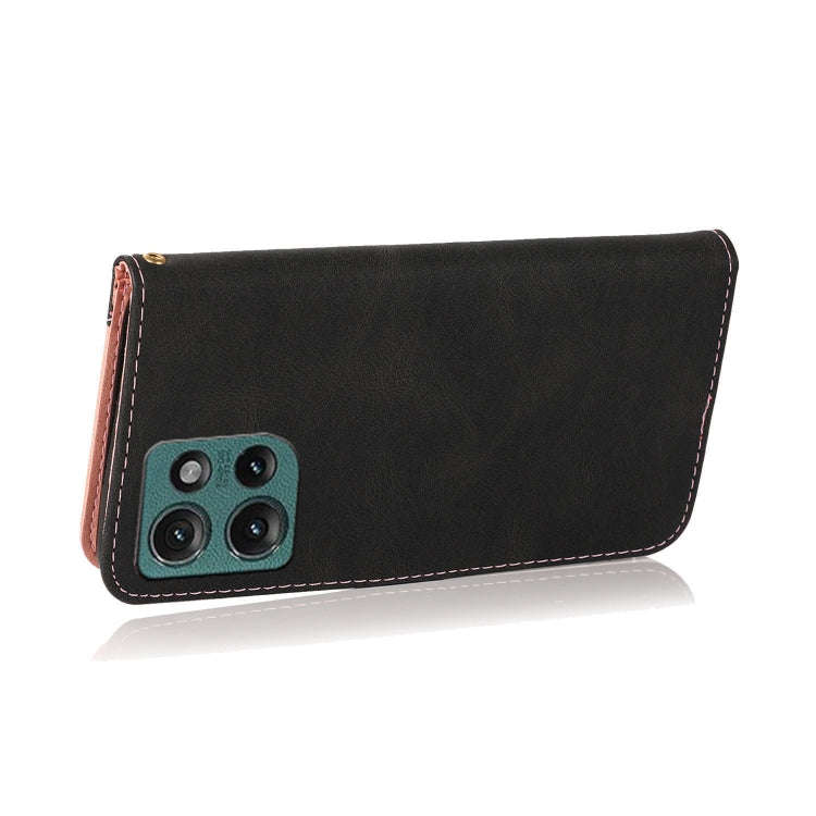 For Motorola Edge 50 5G Dual-color Stitching Leather Phone Case(Black Rose Gold)