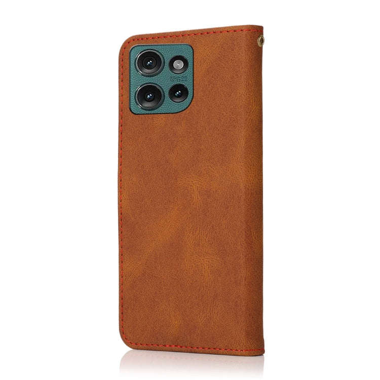 For Motorola Edge 50 5G Dual-color Stitching Leather Phone Case(Brown Red)