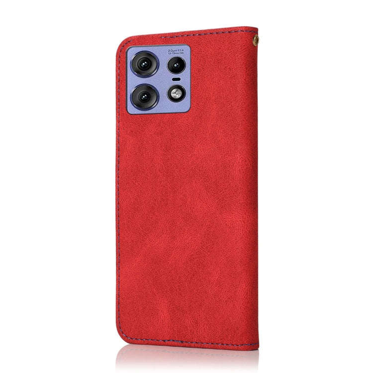 For Motorola Edge 50 Pro Dual-color Stitching Leather Phone Case(Red Blue)