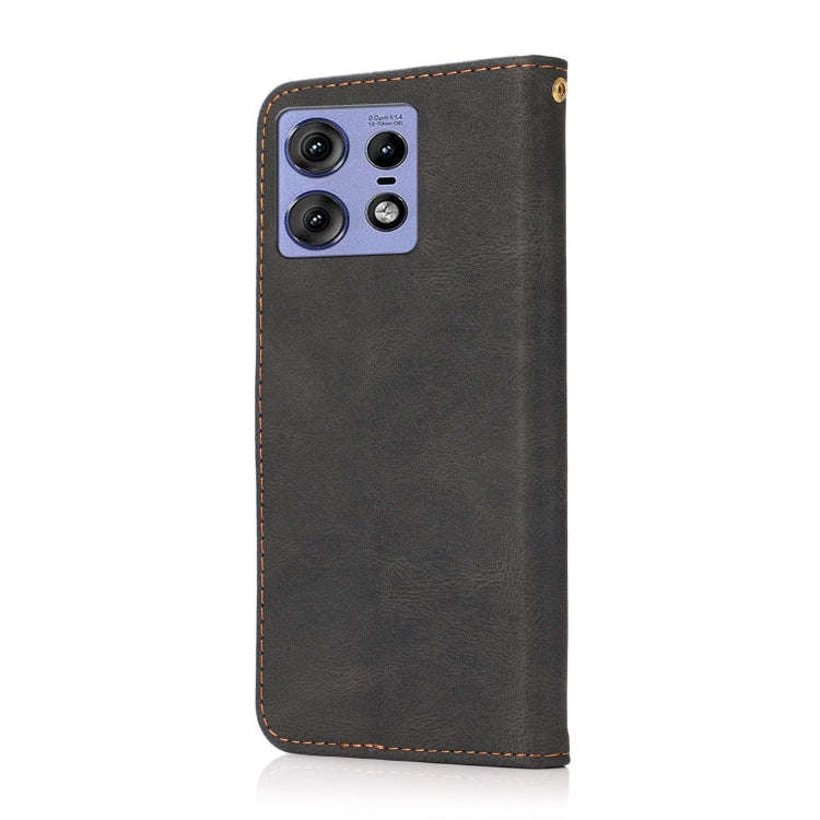 For Motorola Edge 50 Pro Dual-color Stitching Leather Phone Case(Black Brown)