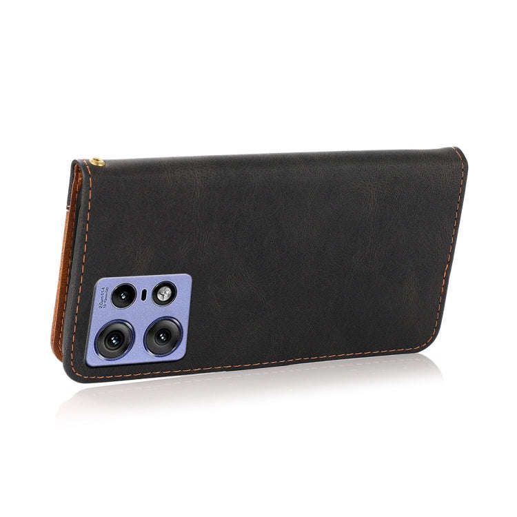For Motorola Edge 50 Pro Dual-color Stitching Leather Phone Case(Black Brown)