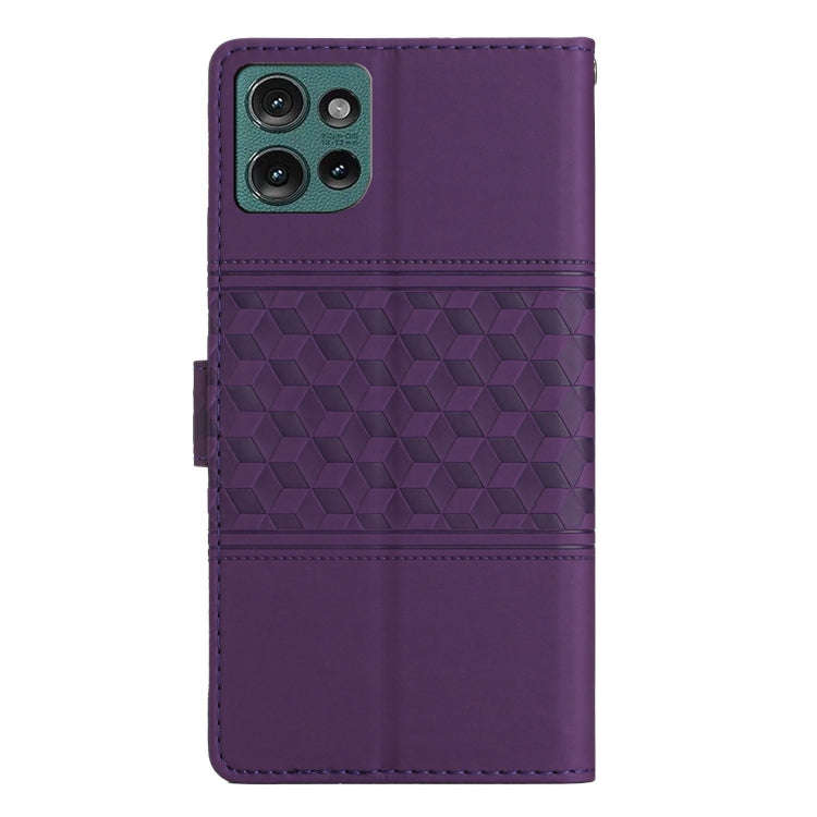 For Motorola Edge 50 5G Diamond Embossed Skin Feel Leather Phone Case(Purple)