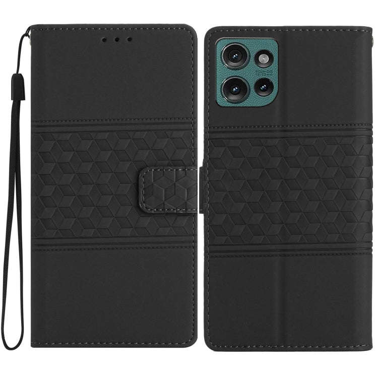 For Motorola Edge 50 5G Diamond Embossed Skin Feel Leather Phone Case(Black)