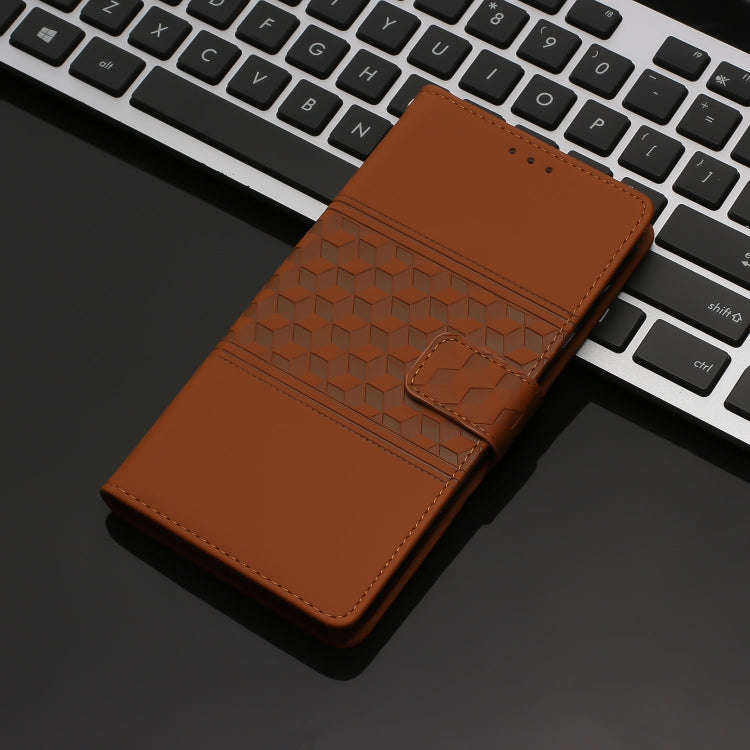 For Motorola Edge 50 Pro Diamond Embossed Skin Feel Leather Phone Case(Brown)