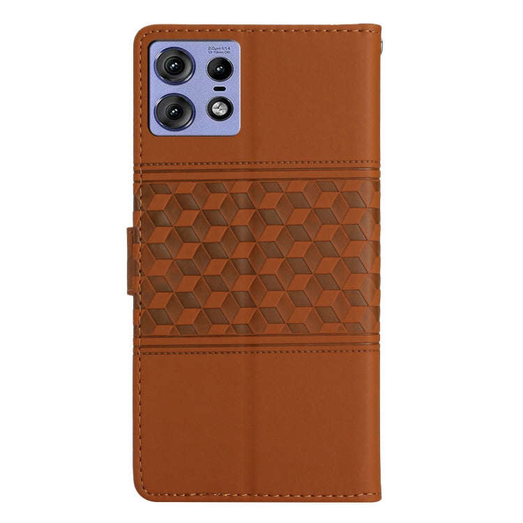 For Motorola Edge 50 Pro Diamond Embossed Skin Feel Leather Phone Case(Brown)
