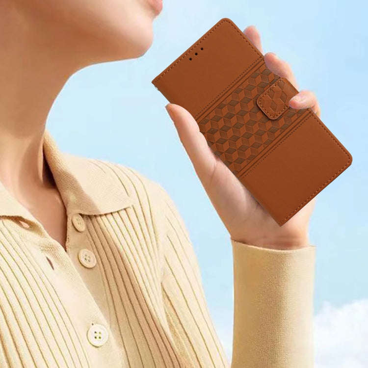 For Motorola Edge 50 Pro Diamond Embossed Skin Feel Leather Phone Case(Brown)