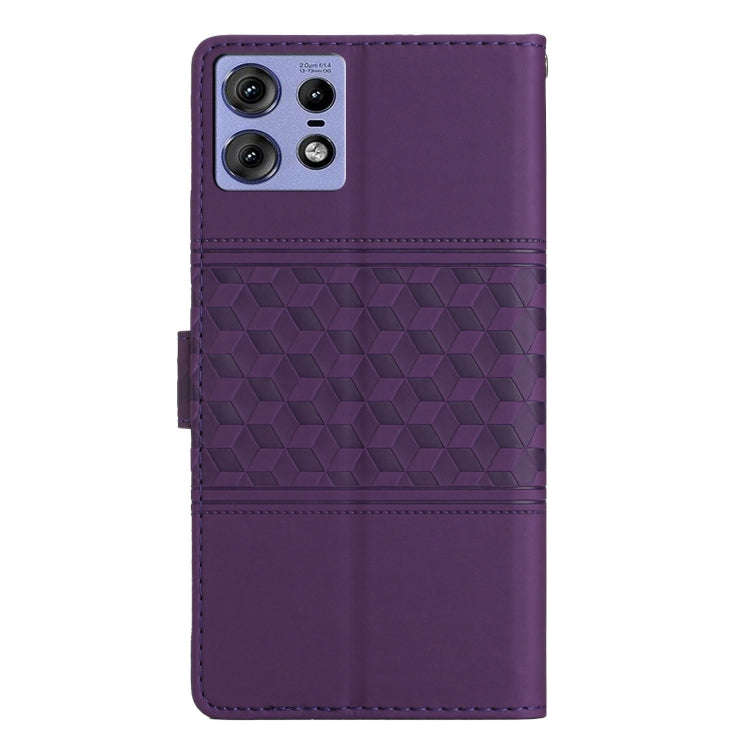 For Motorola Edge 50 Pro Diamond Embossed Skin Feel Leather Phone Case(Purple)