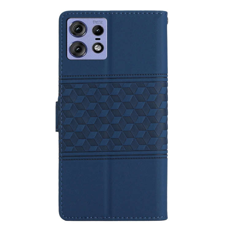 For Motorola Edge 50 Pro Diamond Embossed Skin Feel Leather Phone Case(Dark Blue)