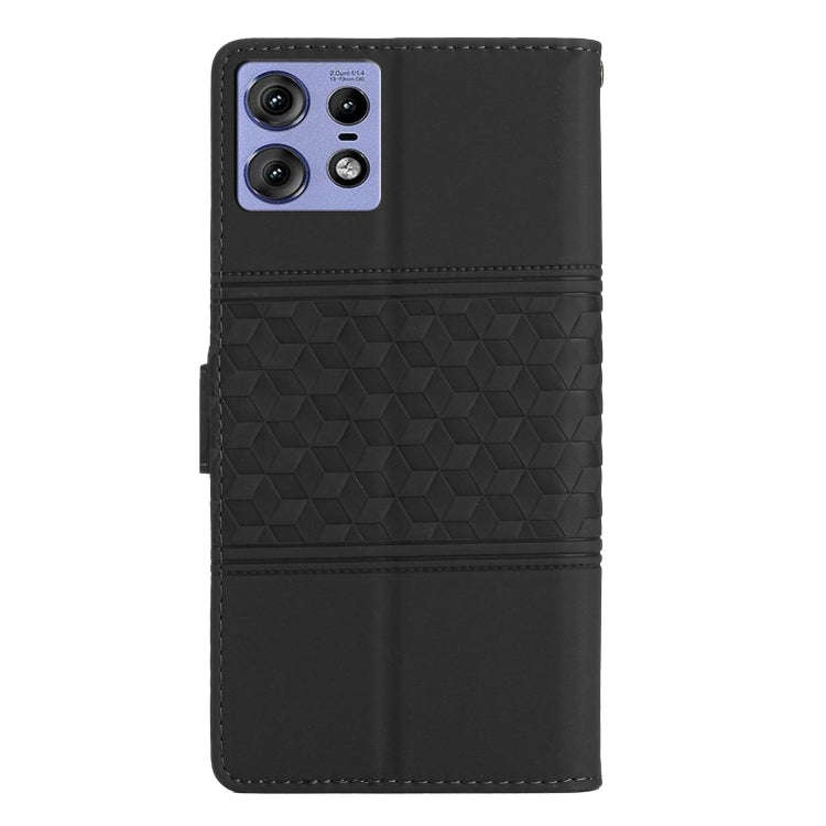 For Motorola Edge 50 Pro Diamond Embossed Skin Feel Leather Phone Case(Black)