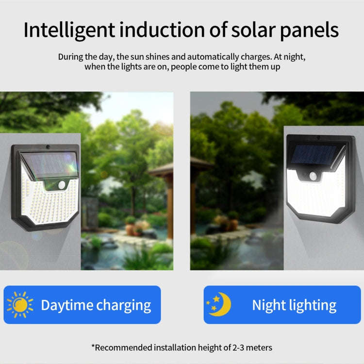 2pcs XY0159 159 LEDs Outdoor Solar Human Body Sensor Courtyard Wall Light