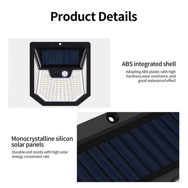 1pc XY0159 159 LEDs Outdoor Solar Human Body Sensor Courtyard Wall Light