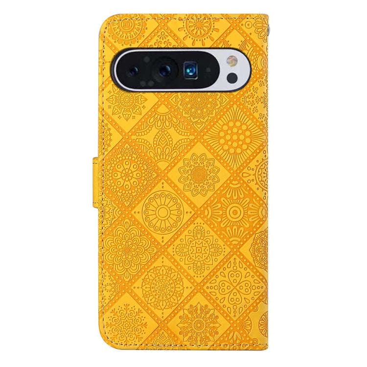 For Google Pixel 9 Pro XL Ethnic Style Embossed Pattern Leather Phone Case(Yellow)