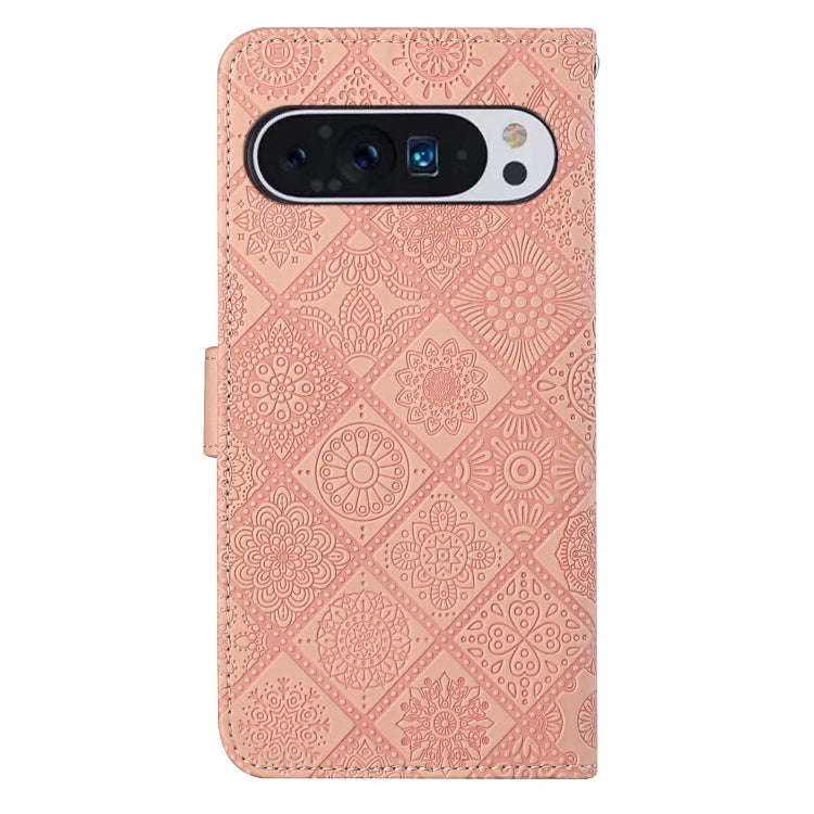 For Google Pixel 9 / 9 Pro Ethnic Style Embossed Pattern Leather Phone Case(Pink)