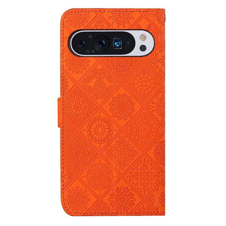 For Google Pixel 9 / 9 Pro Ethnic Style Embossed Pattern Leather Phone Case(Orange)