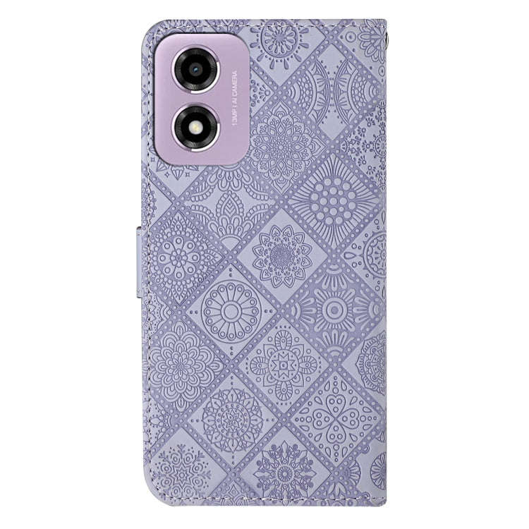 For Motorola Moto E14 Ethnic Style Embossed Pattern Leather Phone Case(Purple)