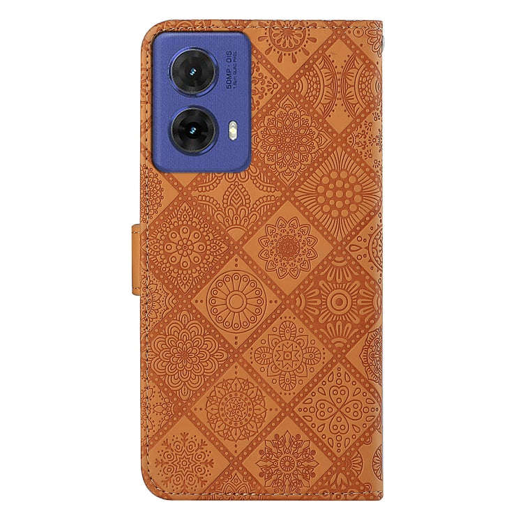 For Motorola Moto G85 Ethnic Style Embossed Pattern Leather Phone Case(Brown)