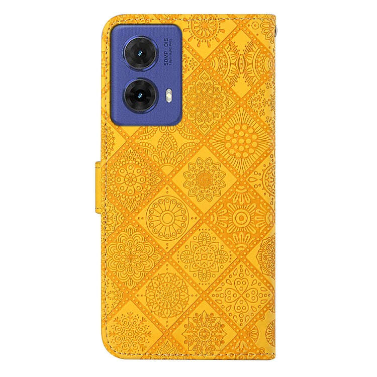 For Motorola Moto G85 Ethnic Style Embossed Pattern Leather Phone Case(Yellow)
