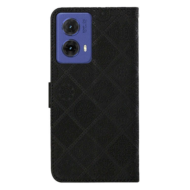 For Motorola Moto G85 Ethnic Style Embossed Pattern Leather Phone Case(Black)
