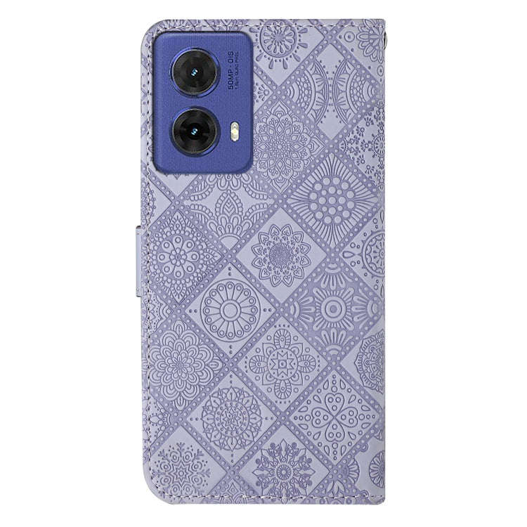 For Motorola Moto G85 Ethnic Style Embossed Pattern Leather Phone Case(Purple)