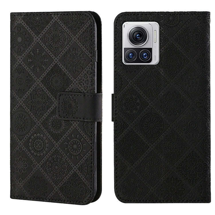 For Motorola Moto X30 Pro Ethnic Style Embossed Pattern Leather Phone Case(Black)