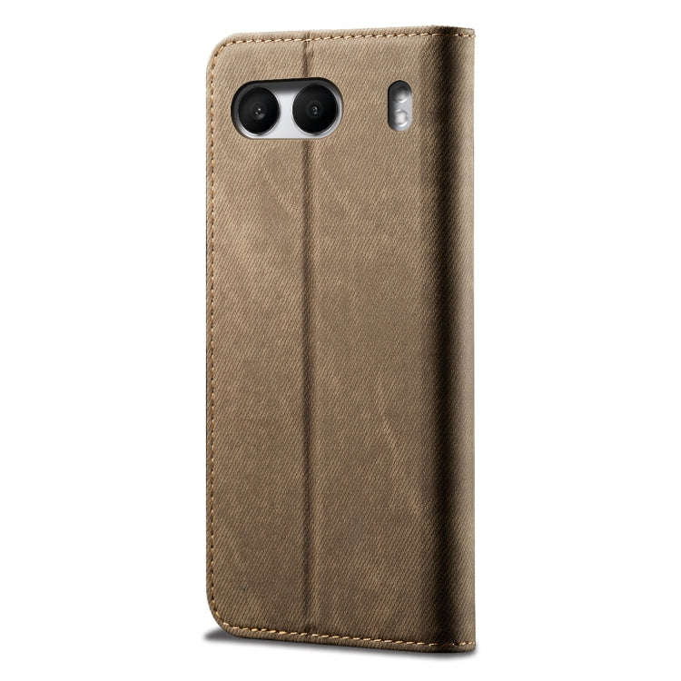 For OnePlus Nord 4 Denim Texture Casual Style Horizontal Flip Leather Case(Khaki)