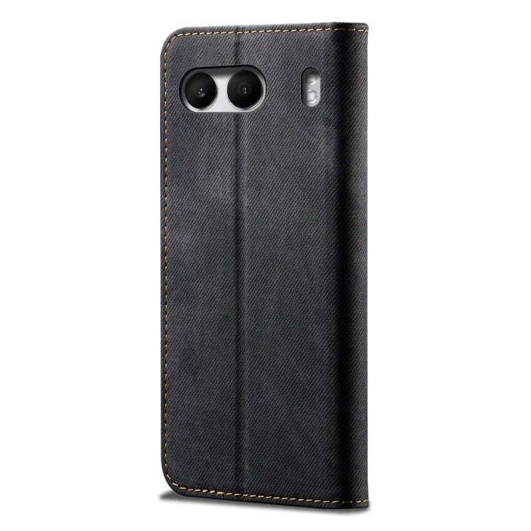 For OnePlus Nord 4 Denim Texture Casual Style Horizontal Flip Leather Case(Black)