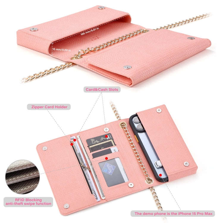 ViLi GHC Series Crossbody Bag RFID Leather Phone Case, 20 x 10 x 3.5cm(Pink)