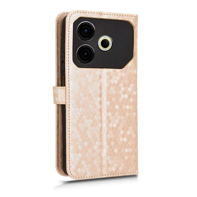 For Tecno Pova 6 Neo Honeycomb Dot Texture Leather Phone Case(Gold)