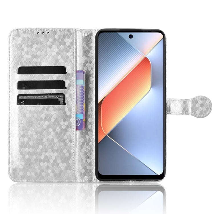 For Tecno Pova 6 Neo Honeycomb Dot Texture Leather Phone Case(Silver)
