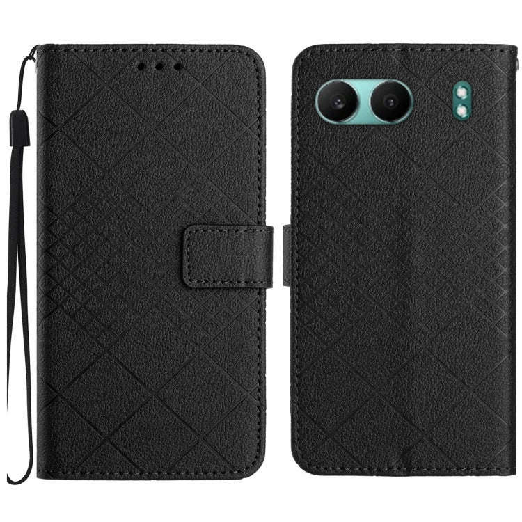 For OnePlus Nord 4 5G Rhombic Grid Texture Leather Phone Case(Black)