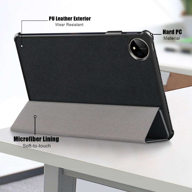 For Huawei MatePad Pro 11 2024 / 2022 Custer Pure Color 3-Fold Smart Leather Tablet Case(Black)